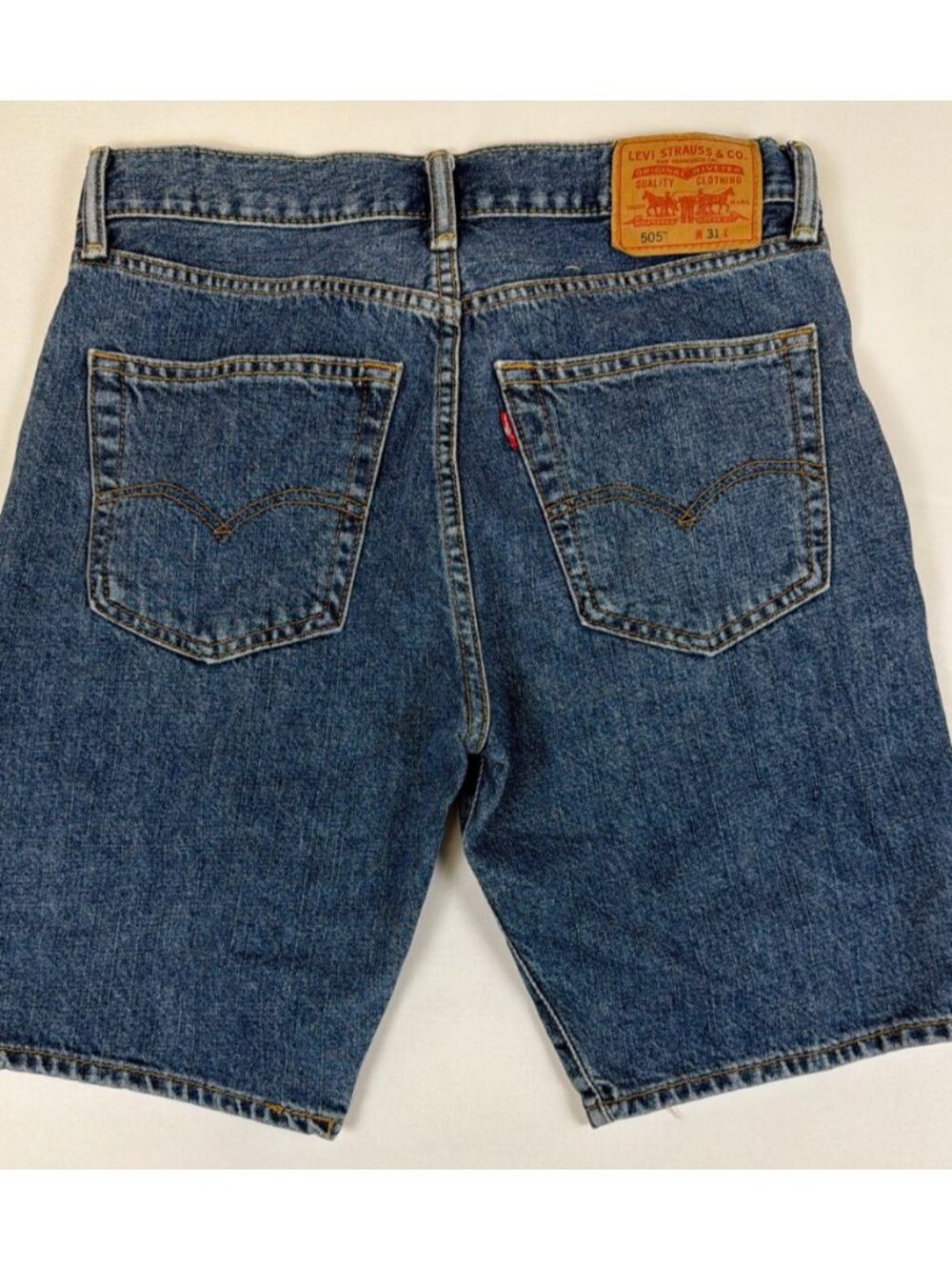 Levi's Men's 31 505 Straight Fit Denim Jean Shorts Blue Retro Cotton - Picture 2 of 7